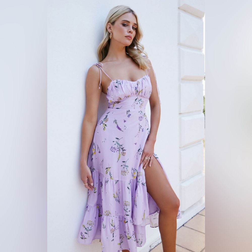 Showpo Lavender Floral Midi Dress